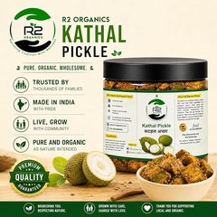 R2 Organics Kathal Pickle | Jackfruit Pickle | Kathal ka achar| Traditional Indian Jackfruit Pickle,Hand Made , Sun dried, Fresh Vegatables , Hygienic Process , Chemical Free, Authentic Taste, Tangy and delightful