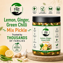 Lemon,Green Chilli,Ginger Mix Pickle| Premium Quality Pickles| No chemical|Quality ingredients