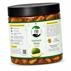 R2 Organics | Traditional Mango Pickle | Aam ka Achar | Home Made | Cold Pressed Oil | No Preservatives | Traditional Recipe