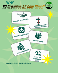 R2 Organics A2 Cow Pure Bilona Desi Ghee (1000 ML) | A premium quality Cow Desi Ghee