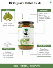 R2 Organics Kathal Pickle | Jackfruit Pickle | Kathal ka achar| Traditional Indian Jackfruit Pickle,Hand Made , Sun dried, Fresh Vegatables , Hygienic Process , Chemical Free, Authentic Taste, Tangy and delightful